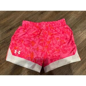 NWOT Under Armour Shorts Girls Printed Shorts Pink/Orange/ White Sz 6